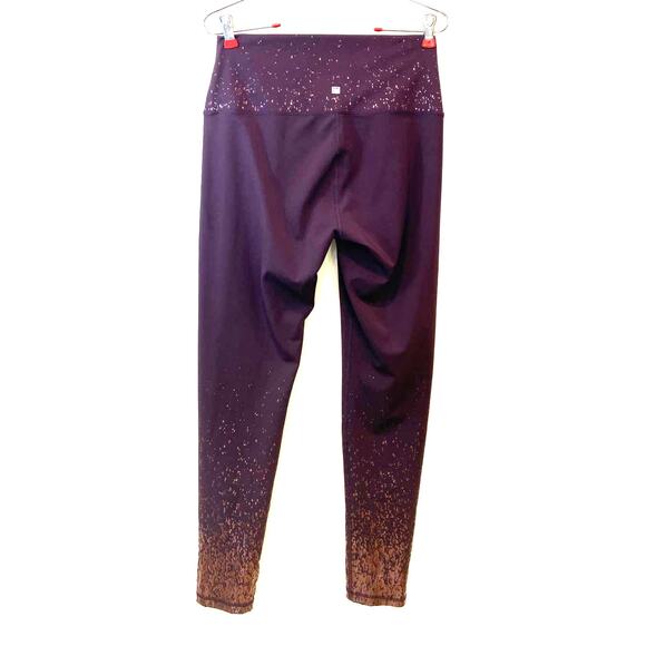 Purple and Gold Z by Zobha  Large Full Length Leggings Textured Work out Pants - Picture 1 of 9